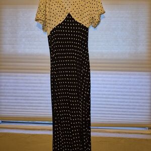 a new day Black & Cream Polka Dot Two-Tone Maxi Dress